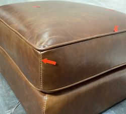 Open Box: Irving Leather Storage Ottoman - Coffee, Statesville Molasses