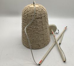Open Box: Montauk Wood Bead Bell Pendant (11") - White Wash