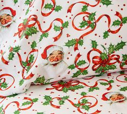 Norman Rockwell Ribbons &amp; Holly Sheet Set