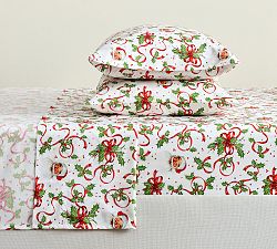 Norman Rockwell Ribbons &amp; Holly Sheet Set
