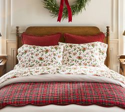 Norman Rockwell Ribbons &amp; Holly Pillowcases - Set of 2