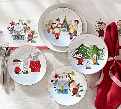 Peanuts™ Charlie Brown Christmas Stoneware Appetizer Plates - Mixed Set of 4