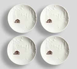 Whistler Chalet Embossed Stoneware Appetizer Plates - Set of 4