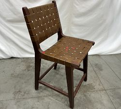 Open Box: Fenton Leather Counter Stool (24"H) - Statesville Toffee,  Coffee Bean Legs