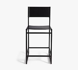 Open Box: Hardy Leather Counter Stool (25"H) - Black, Bronze Legs