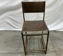 Open Box: Hardy Leather Counter Stool (25"H) - Black, Bronze Legs