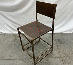 Open Box: Hardy Leather Counter Stool (25"H) - Black, Bronze Legs
