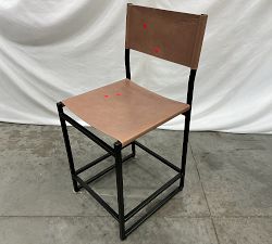 Open Box: Hardy Leather Counter Stool (25"H) - Gray, Bronze Legs
