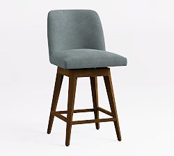 Open Box: Layton Leather Swivel Counter Stool (25.5") - Keystone Azure, Vintage Amber