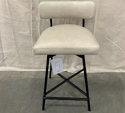 Open Box: Maison Leather Low Back Swivel Counter Stool (24") - Statesville Pebble, Bronze