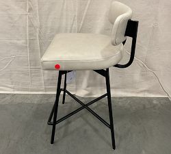Open Box: Maison Leather Low Back Swivel Counter Stool (24") - Statesville Pebble, Bronze