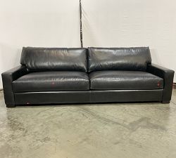 Open Box: Turner Square Arm Leather Grand Sofa without Nailheads (104"W x 44"D), 2x2 - Vintage Midnight, Dark Walnut
