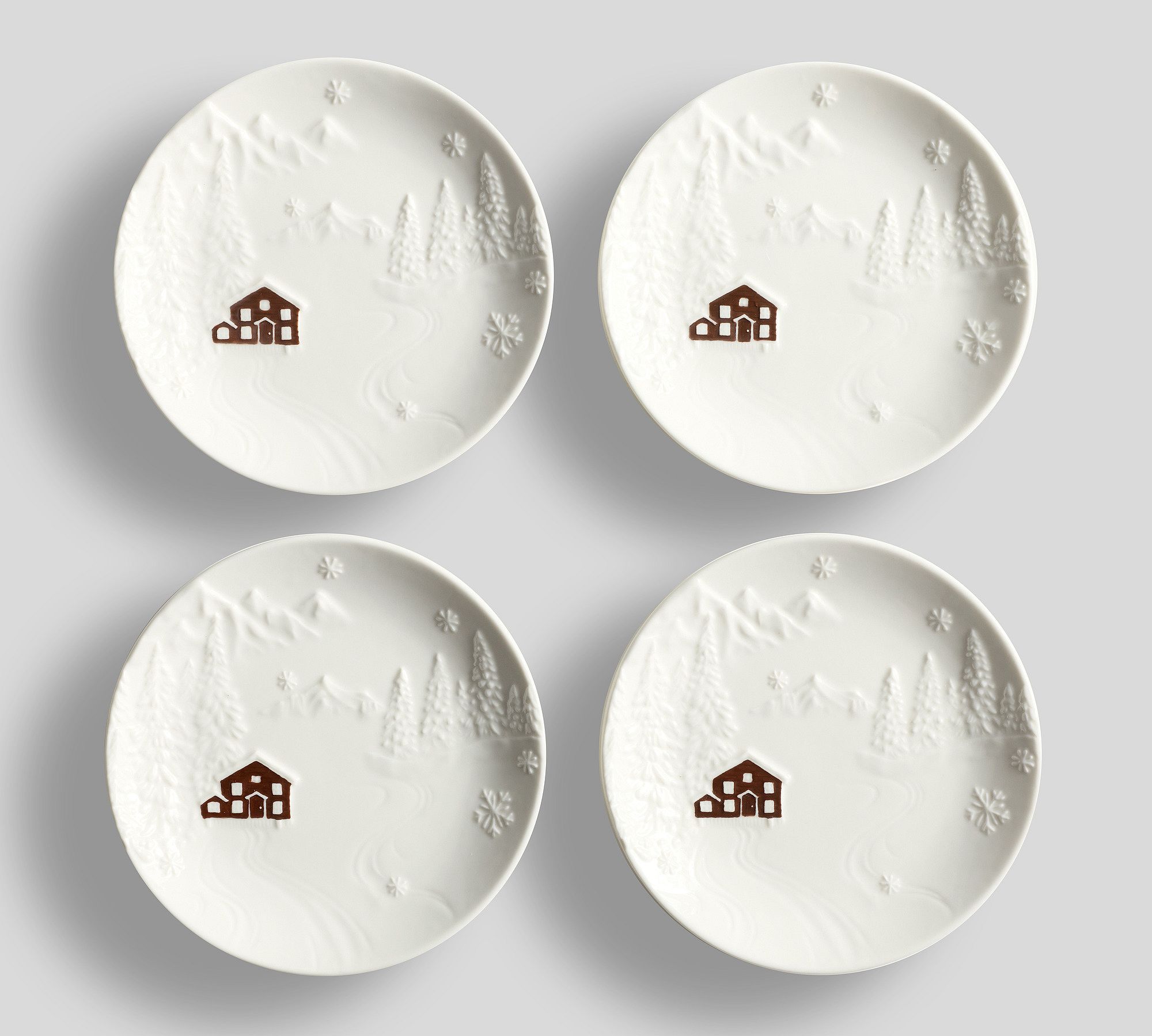 Whistler Chalet Embossed Stoneware Appetizer Plates - Set of 4