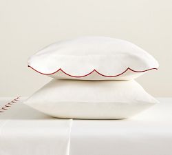 Scalloped Embroidered Percale Sheet Set