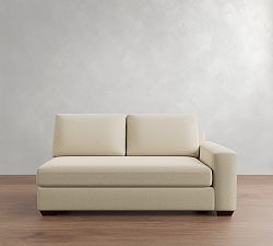 Open Box: Big Sur Square Arm Right Loveseat with Bench - Performance Pebble Weave Flax