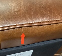 Open Box: Irving Leather Storage Ottoman without Nailheads - Statesville Molasses, Coffee Feet