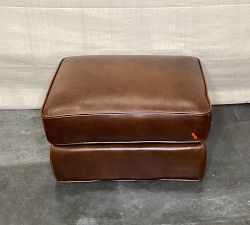 Open Box: Irving Leather Storage Ottoman without Nailheads - Statesville Molasses, Coffee Feet