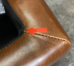 Open Box: Irving Leather Storage Ottoman without Nailheads - Statesville Molasses, Coffee Feet