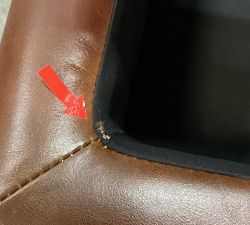 Open Box: Irving Leather Storage Ottoman without Nailheads - Statesville Molasses, Coffee Feet