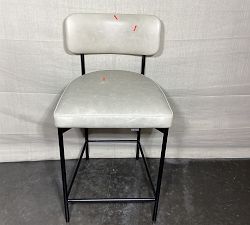 Open Box: Maison Leather Counter Stool (24") - Statesville Pebble, Antique Bronze