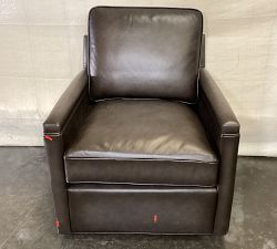 Open Box: Tyler Square Arm Leather Swivel Chair without Nailheads (36") - Burnished Wolf Gray