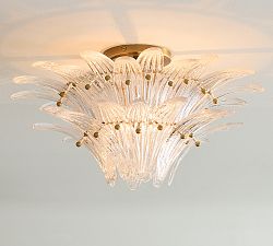 Palmette Glass Leaf Two Tier Flush Mount (18")
