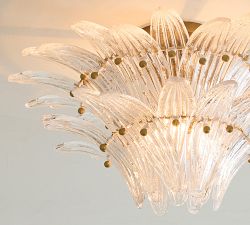 Palmette Glass Leaf Two Tier Flush Mount (18")