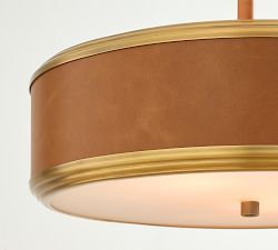 Redford Caramel Leather Round Pendant (14")