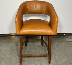 Open Box: Baldwin Leather Open Back Swivel Counter Stool (25"H) - Statesville Caramel, Tahoe Brown