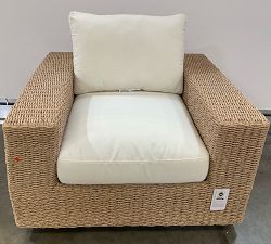 Open Box: Kostas Wicker Swivel Outdoor Lounge Chair with Cushion - Sand