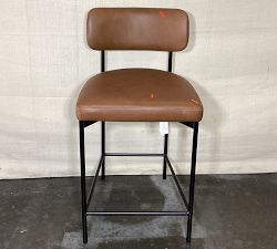 Open Box: Maison Leather Counter Stool (24"H) - Vintage Caramel, Antique Bronze