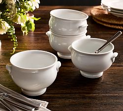 Great White Porcelain Handled Soup Bowls - Set of 4