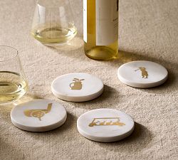 Marble Inlay Golf Coasters - Mixed Set of 4
