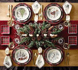 Vintage Christmas Stoneware Salad Plates - Mixed Set of 4