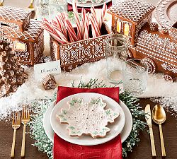 Gingerbread Snowflake Stoneware Appetizer Plates  - Set of 4