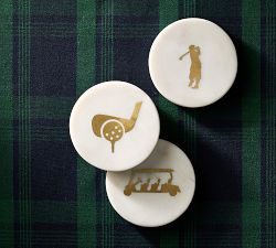 Marble Inlay Golf Coasters - Mixed Set of 4