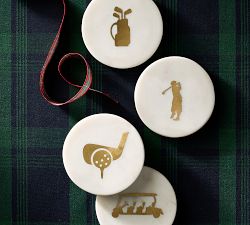Marble Inlay Golf Coasters - Mixed Set of 4