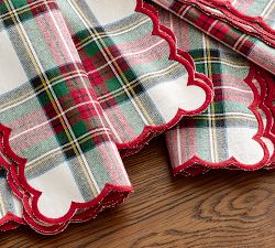 Stewart Plaid Scalloped Cotton Napkins - Set of 4