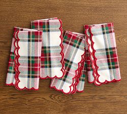 Stewart Plaid Scalloped Cotton Napkins - Set of 4