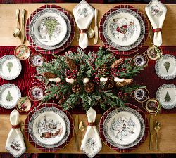 Vintage Christmas Stoneware 12-Piece Dinnerware Set
