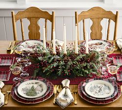 Vintage Christmas Stoneware Dinner Plates - Set of 4
