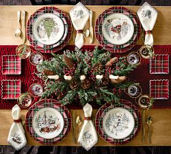 Vintage Christmas Stoneware Dinner Plates - Set of 4