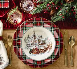 Vintage Christmas Stoneware Salad Plates - Mixed Set of 4