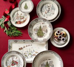 Vintage Christmas Stoneware 12-Piece Dinnerware Set