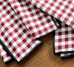 Baxter Gingham Marrow Edge Cotton Napkins - Set of 4