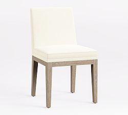Open Box: Jake Upholstered Dining Side Chair - Basketweave Slub Ivory, Seadrift Leg