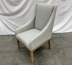 Open Box: York Upholstered Dining Armchair - Performance Slub Weave Dove, Seadrift