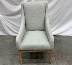 Open Box: York Upholstered Dining Armchair - Performance Slub Weave Dove, Seadrift