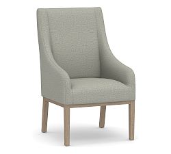 Open Box: York Upholstered Dining Armchair - Performance Slub Weave Dove, Seadrift