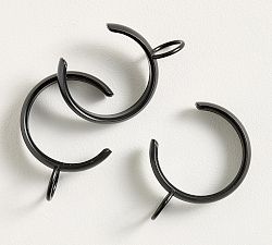 Open Box: Quiet-Glide C-Loop Curtain Rings (1.50" Diam.), Set of 10 - Antique Bronze